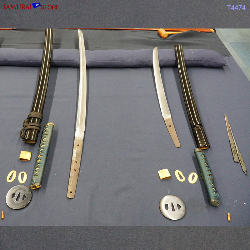 T4474 Pair of antique Katana & Wakizashi swords in Ornate Mountings w/ NBTHK certificates