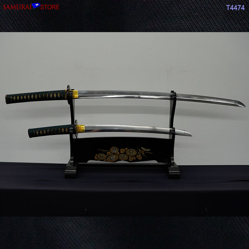 T4474 Pair of antique Katana & Wakizashi swords in Ornate Mountings w/ NBTHK certificates