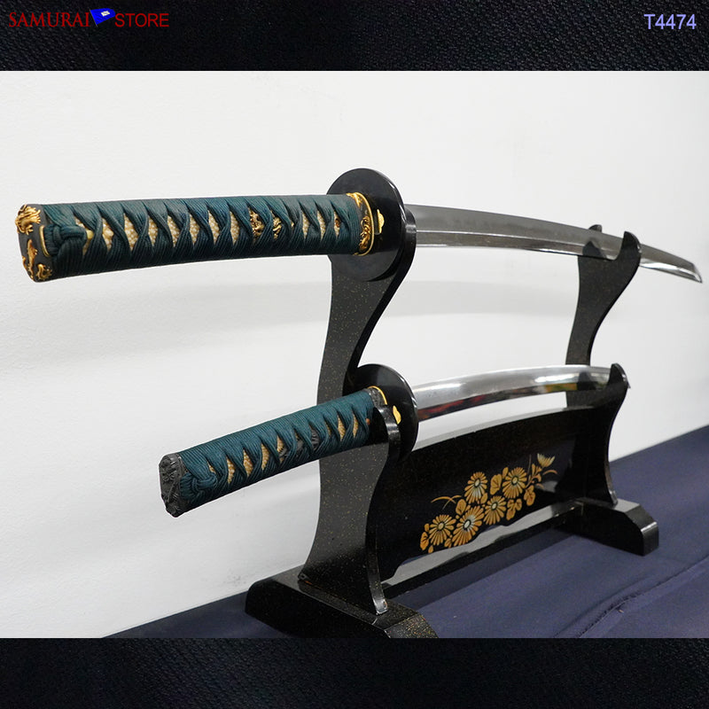 T4474 Pair of antique Katana & Wakizashi swords in Ornate Mountings w/ NBTHK certificates