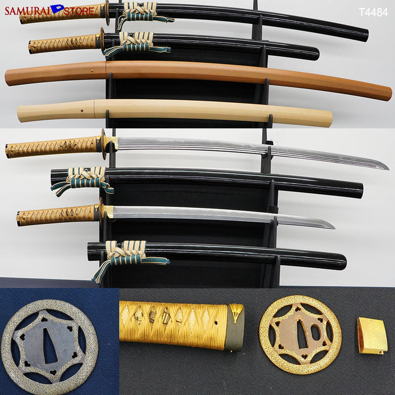 T4484 Pair of antique Katana & Wakizashi swords in Ornate Mountings w/ NBTHK certificates