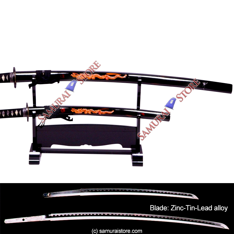 Pair of Display Replica Sword Dragon Carving - SAMURAI STORE